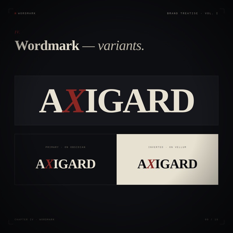 Axigard wordmark system from the brand book
