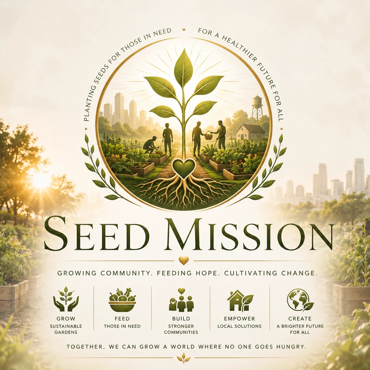 SeedMission community campaign board. Growing community, feeding hope, cultivating change. Together we can grow a world where no one goes hungry.